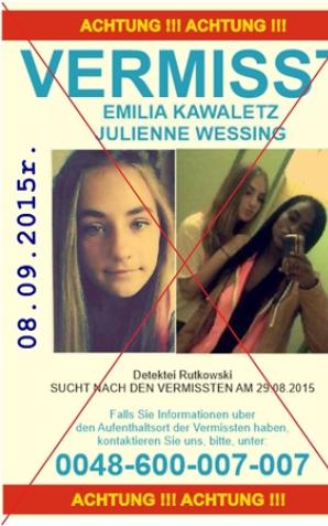 Die 13-jaehrige Emilia Kawaletz und 16-jaehrige Julienne Wessing wurden in Muenchen gefunden. Rutkowski-Team an Ort und Stelle!